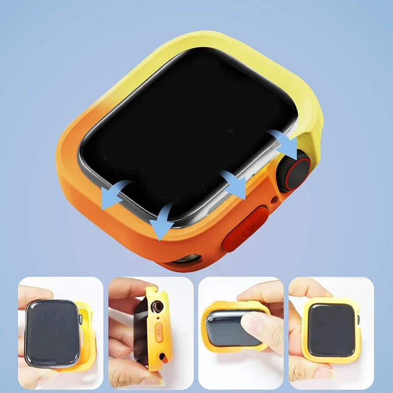 ناعم للساعة ، بدون غطاء واقي للشاشة ، ممتص للصدمات لسلسلة iWatch 9 ، 8 ، 7 ، 4 ، 5 ، 6 ، SE ، 45 ، مقاوم للصدمات ، 44 ، 41 Apple ، 40 أو