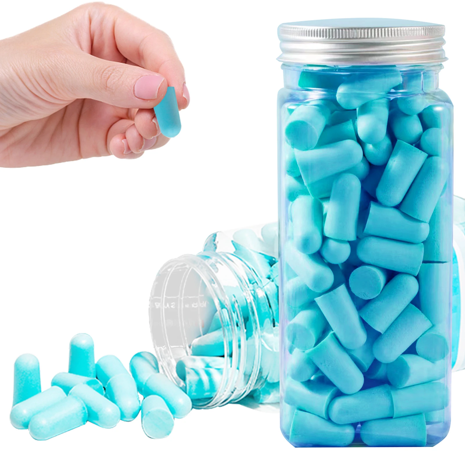 Tapones para los oídos antiruido reutilizables a prueba de polvo, tapones para los oídos de diseño ergonómico de trabajo, espuma súper suave, viaje seguro, ronquidos para dormir prácticos, 60 pares