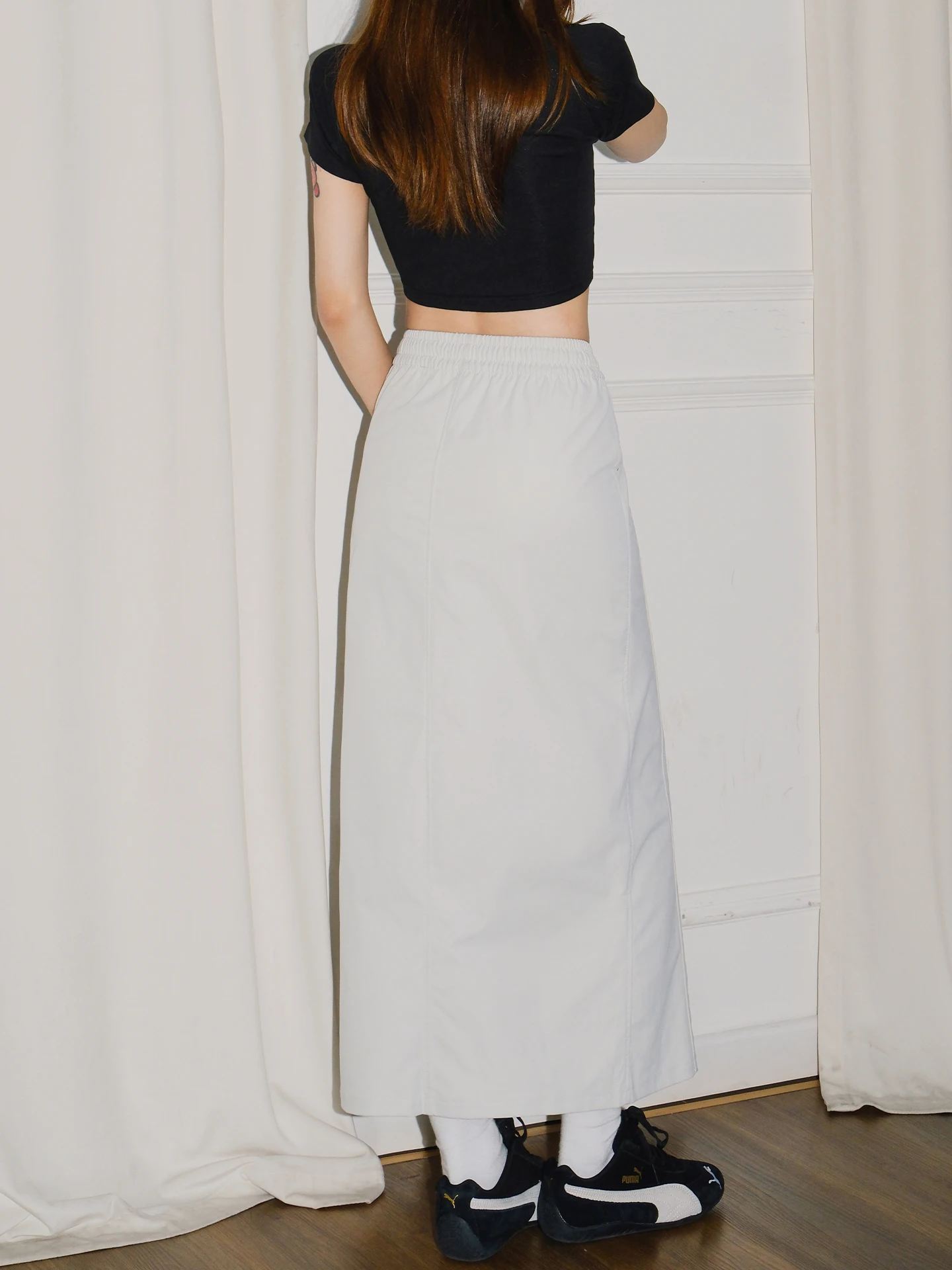High Waist American Style Workwear  Skirt Women's A-Line Split Straight Cut Midi Skirt Slimming White Grey Summer New Arr...