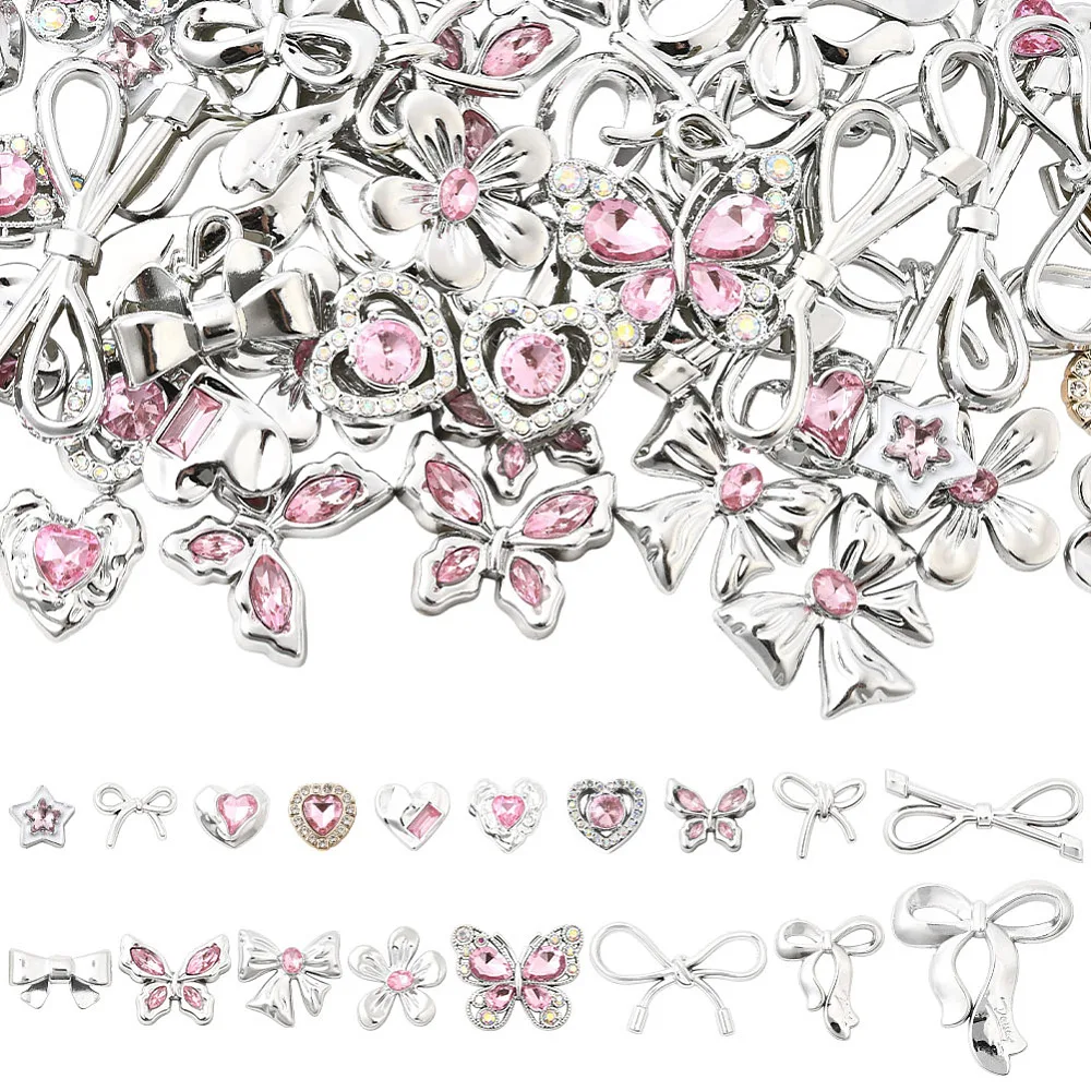 

72Pcs 18 Styles Resin Rhinestone Cabochons Faceted for DIY Phone Case Bag Hairpin Shoe Material Mixed Shapes Mixed Color