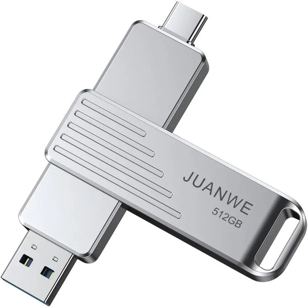 

High-Speed 512GB USB 3.2 Gen 2 Swivel Drive with Type-C & USB A, Compatible with Mac, Android, Car Audio, Gaming