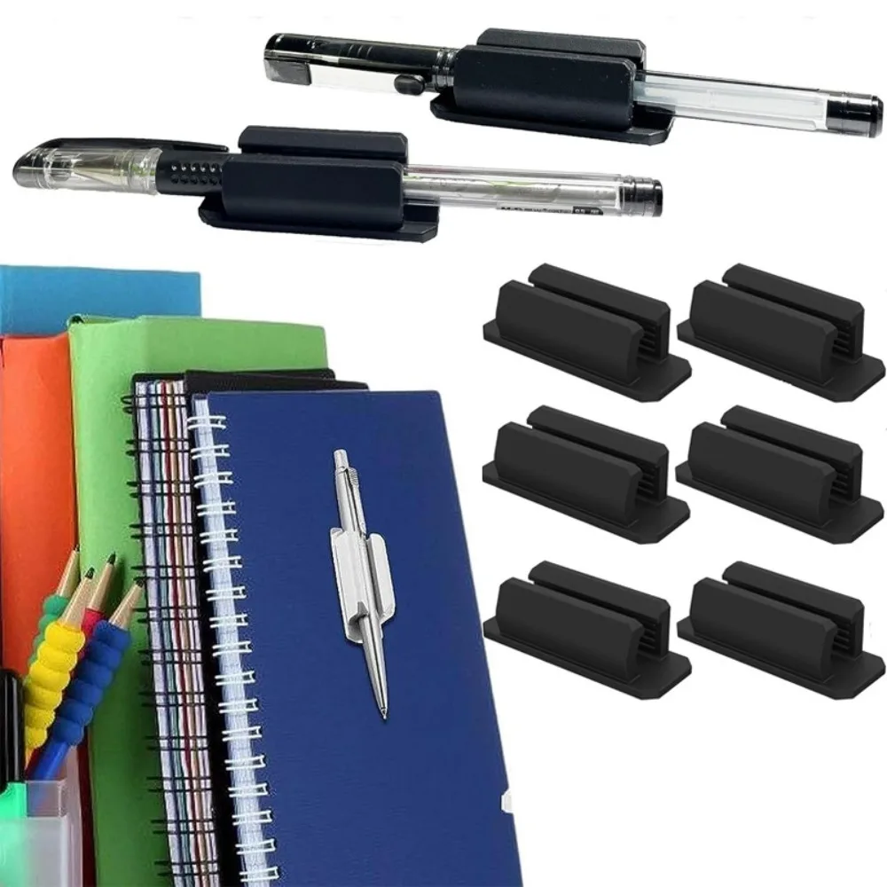 Clips de couverture de stylo en silicone, porte-stylo auto-adhésif, accessoires de bureau universels, porte-notes d'écriture, 5 pièces