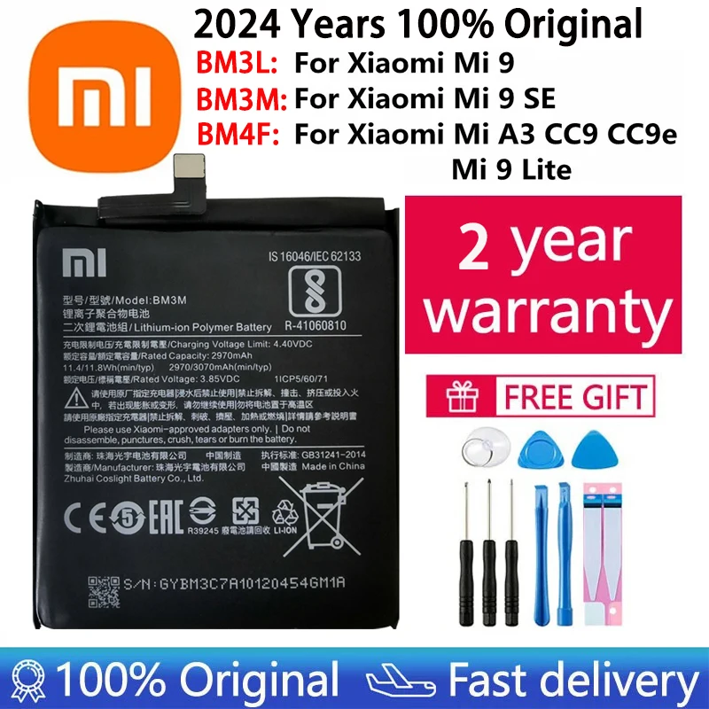 2024 Years 100% Original Battery BM3L BM3M BM4F For Xiaomi Mi 9 Lite Mi9 Lite / Mi A3 CC9 CC9e / Mi 9 SE Mi9 SE Phone Batteries