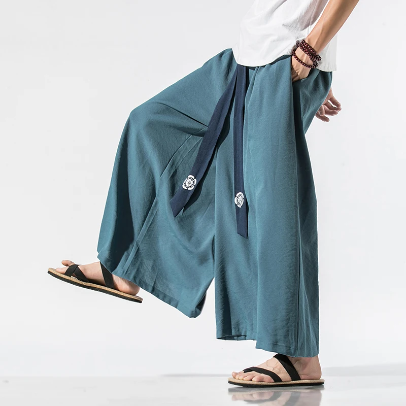

2023 Men's Wide Leg Cotton Joggers Retro Loose Trousers Straight Cut Casual Pants Youthful Vitali Sle Eighteen Length