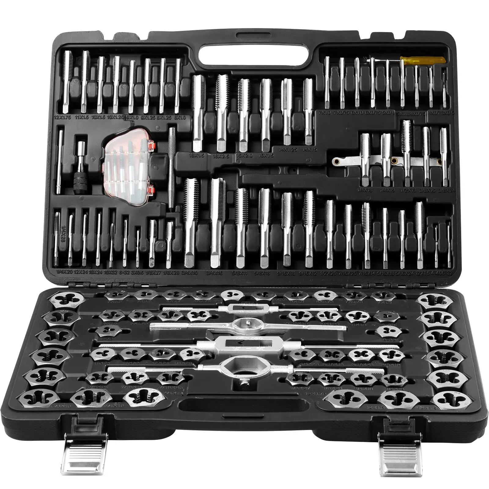 Tap and Die Set, 116-Piece Include Metric and SAE Size, Bearing Steel Taps and Dies, Essential Threading Tool for Cutting Extern