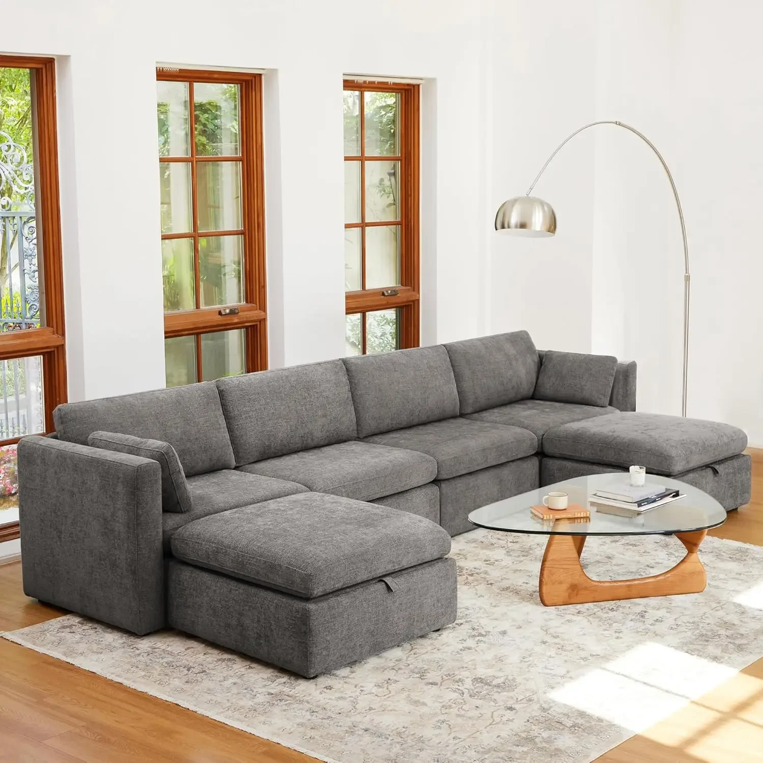 

Oversized Modular Cloud Sectional Sofa Set, FSC Certified Couch with Reversible Chaise Modular Sectional Couch