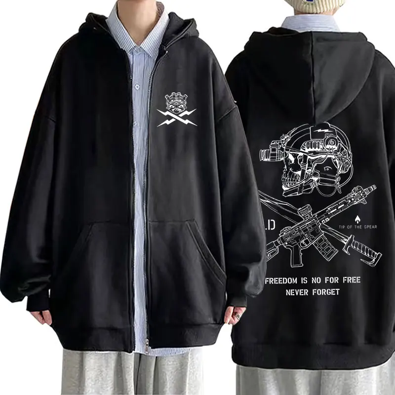 

Tip of The Spear X-ray Sparta Tactical Skeleton Zipper Hoodie Men Women Fashion Oversized Zip Up Jacket Male Casual Hoodies Coat
