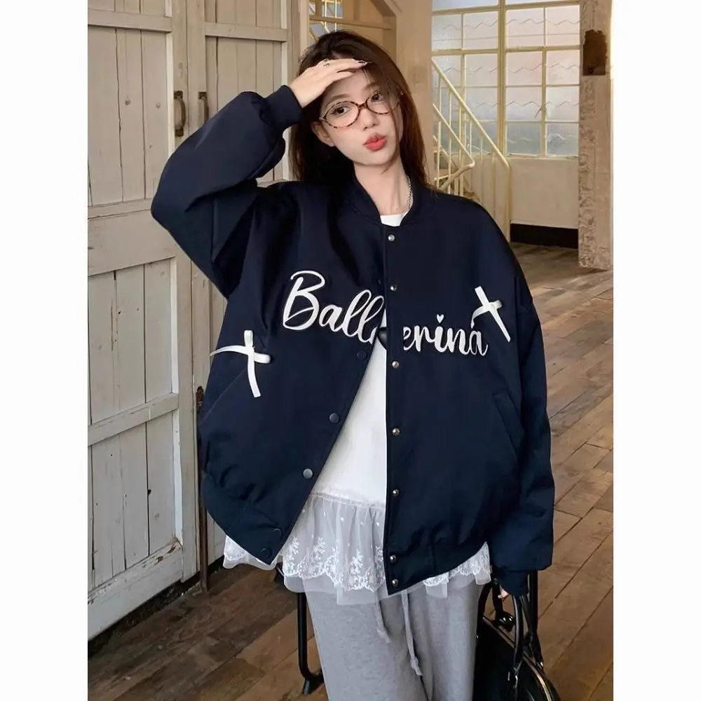 

Y2k американская короткая куртка в стиле ретро, женская повседневная куртка с длинным рукавом и буквенным принтом, пальто в стиле панк, милая верхняя одежда, винтажная осенняя уличная одежда