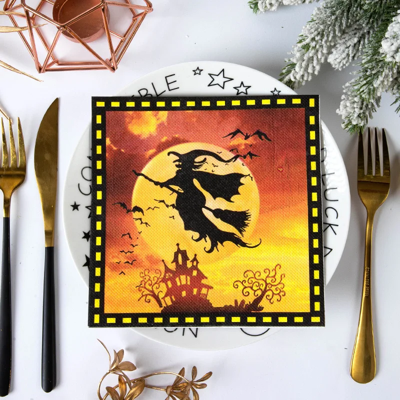 Halloween Witch Napkins 20Pcs 33x33cm 2-Ply Spooky Party Decor DIY Decoupage Paper