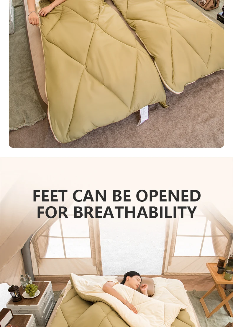 BISINNA Doppel-Campingschlafsack, tragbar, für 2 Personen, 4-Jahreszeiten-Abnehmbarer Winterschlafsack für Wandern und Tourismus – Detail 7