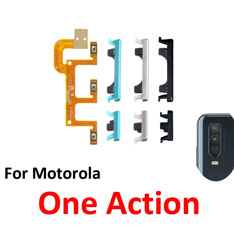 For Motorola Moto One Action Phone New Power Volume Button On Off Up Down External Key Internal Flex Cable Repair Parts Black