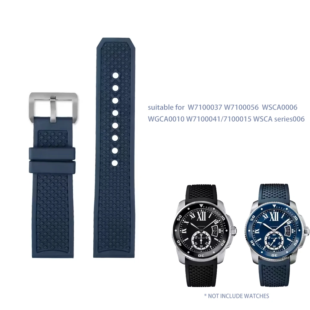 

Fluoro Rubber Silicone Watchband Fit Calibre London Tank W7100056/WSCA0006W7100037/W7100041/7100015 WSCA Watch Strap 23mm 24mm