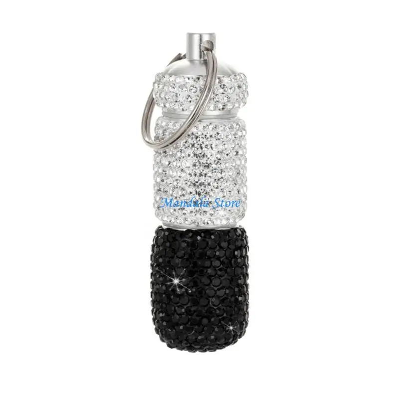 

U2JC Stylish with Shimmering Detail Diamond Adorned Container Eye Catching Box for Pills Organization