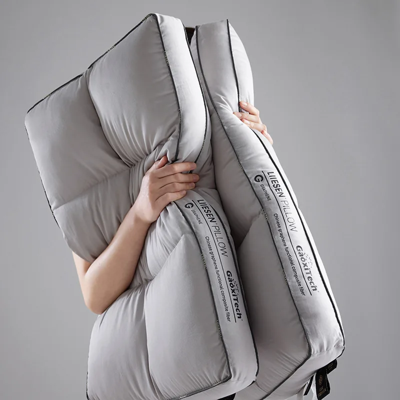 

Graphene Six-Grid Bread Pillow Single Hotel Cotton Pillow Medium Low Height Neck Support Comfortable Soft Sleeping Pillow