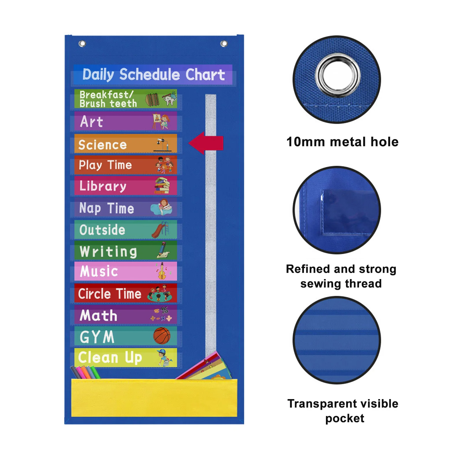 Dagschema voor kinderen pocket chart klaslokaal schema met 31 kaarten 131 zakken wekelijkse schema grafiek met 10 blanco dubbelzijdig