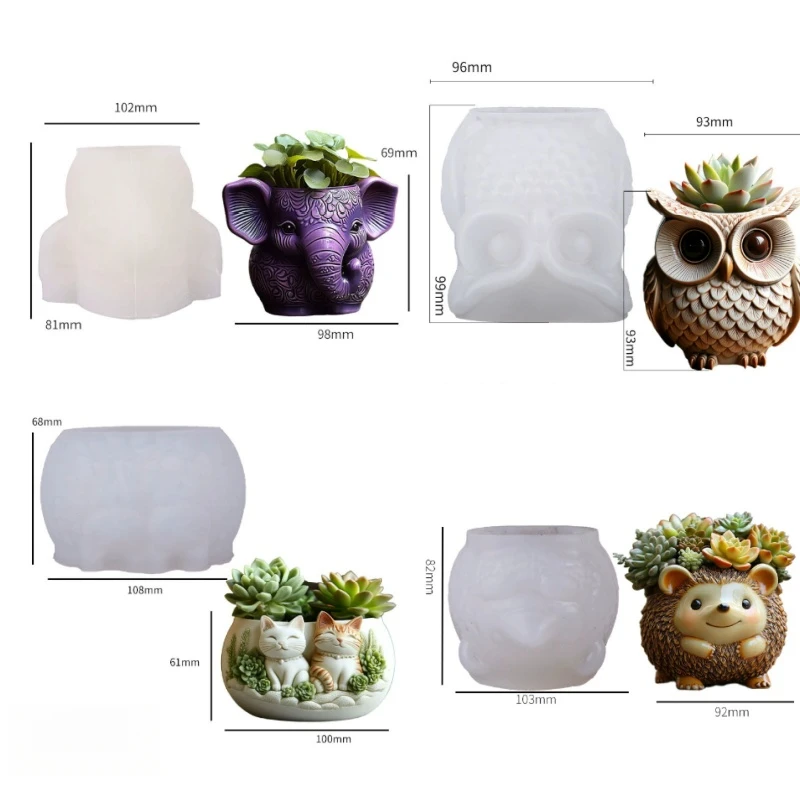 

4pcs Cat Shaped Planter & Candle Holder Mold - DIY Silicone Mold for Epoxy Resin & Gypsum Crafts