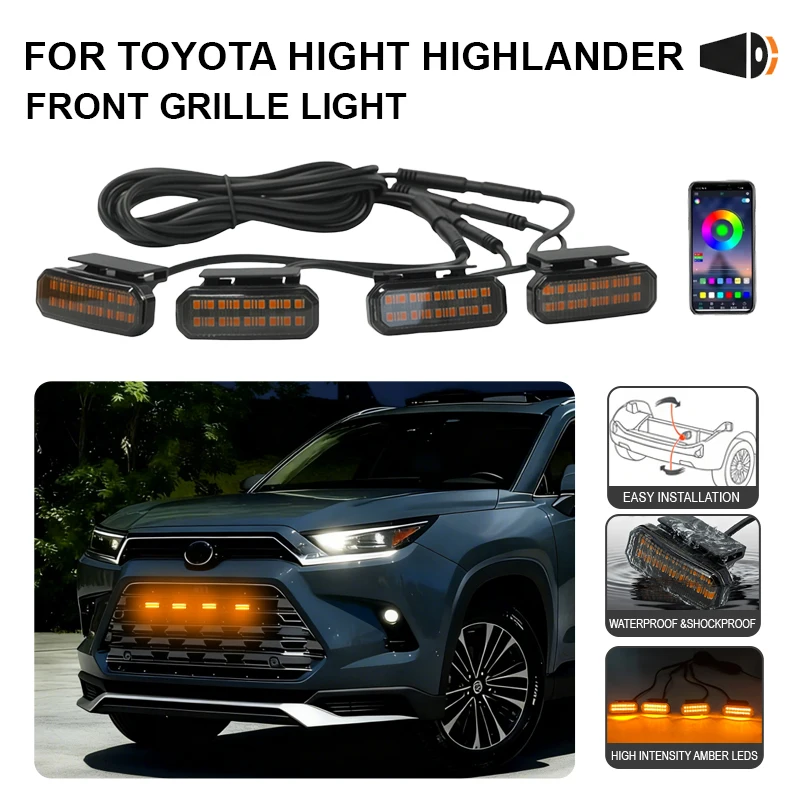 

FOR toyota hight highlander Car center grid small yellow light single color color snap LED high brightness waterproof models