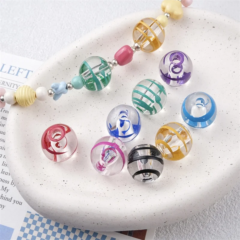 

Wholesale 200pcs/lot color pattern print geometry rounds shape acrylic straight hole beads diy jewelry garment hair accessory