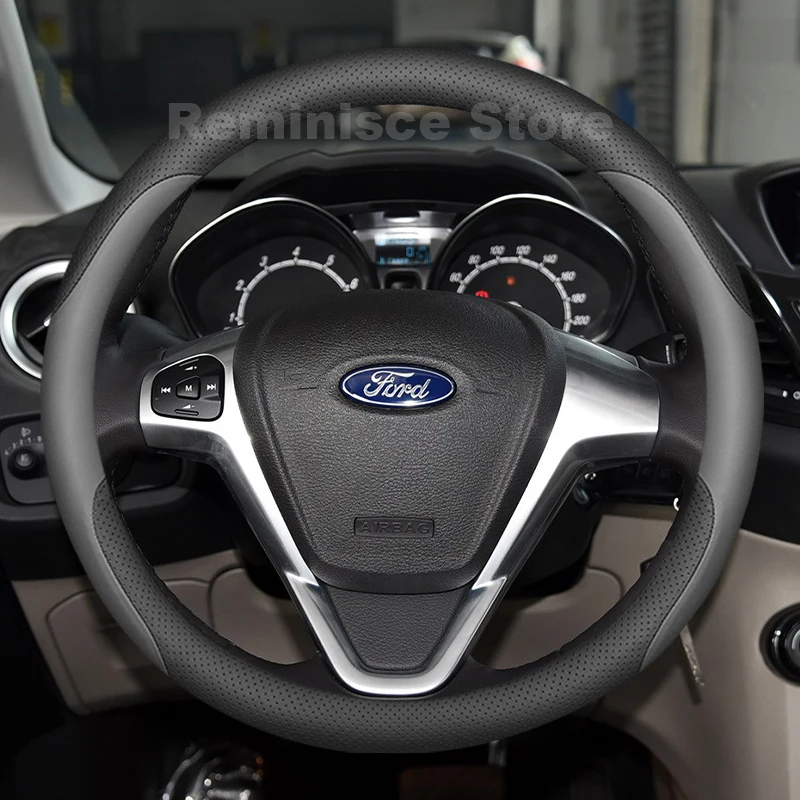 

Leather Car Steering Wheel Cover for Ford Fiesta MK6 MK7 ST 2002-2024 focus Auto Steering Wheel Cover Ford Fiesta Accessories