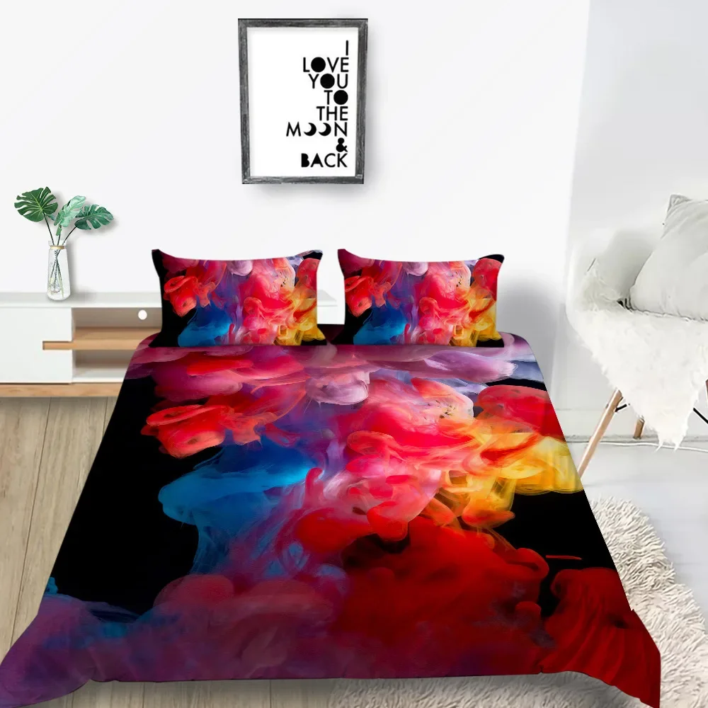 Tie Dye Bedding Set King Queen Size Colorful Splash Ink Art Style Duvet Cover for Teens Adults with Pillowcase Soft Quilt Cover