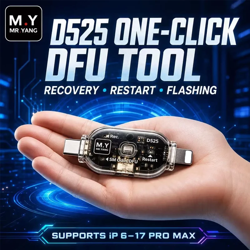 M.Y D525 One-Click DFU Recovery Tool Dual Interface Restart Flashing Tester for iP 6-17 Pro Max Mobile Phone Repair Cable Kit