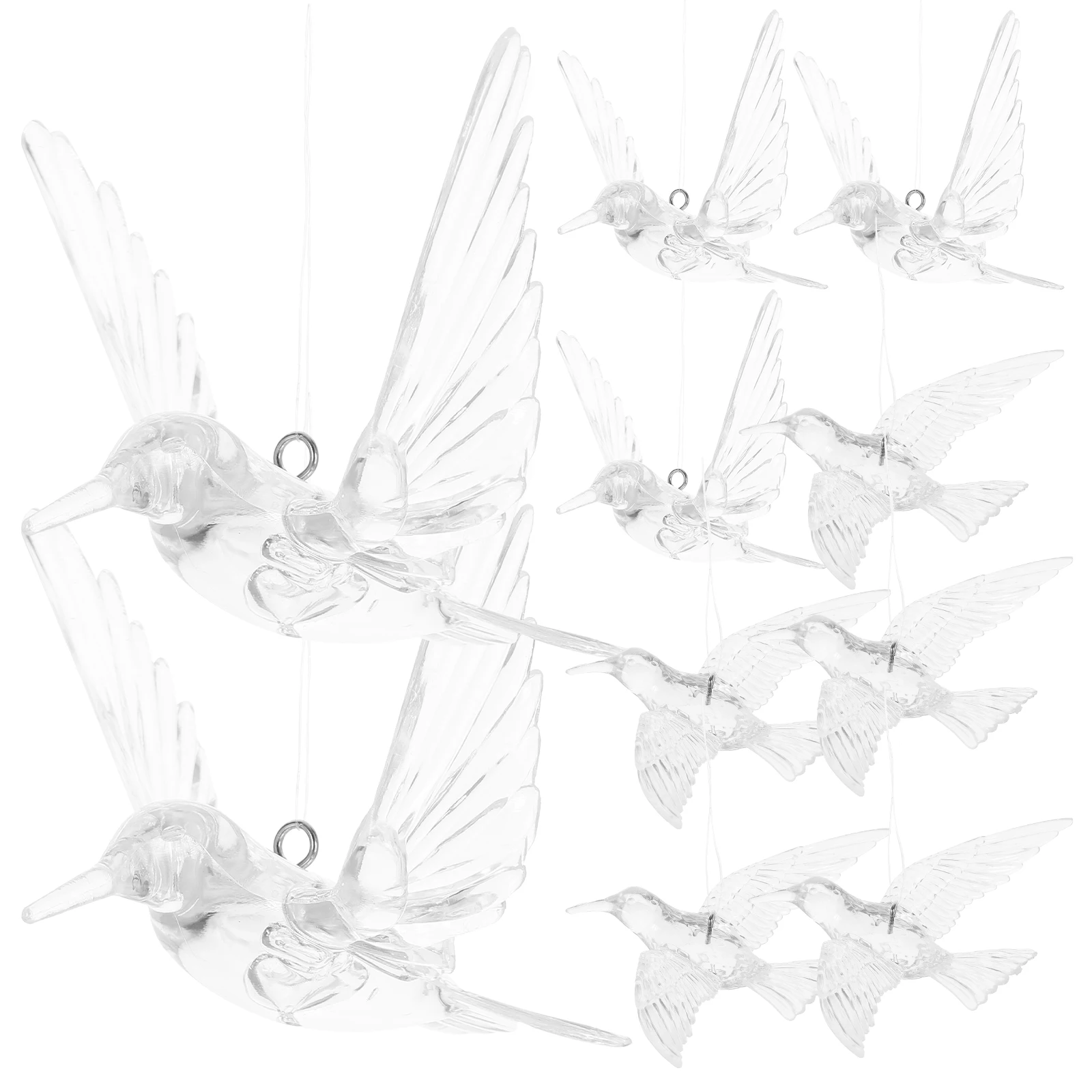 

10pcs Crystal Hummingbird Ornament Acrylic Ceiling Hanging Decor Bird Pendant Transparent DIY Wedding Party Wall Decorative