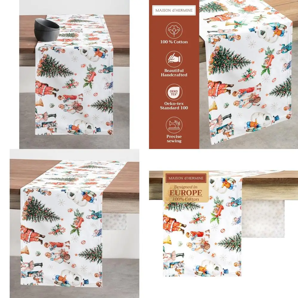 

Cotton Double Layer Table Runner, 108 Long, for Holiday & Wedding Decor, 14.5 Wide (Chromo)