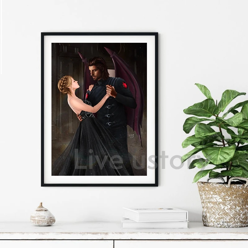 ACOTAR Series by Sarah J Maas Painting Canvas Poster Feyre and Rhysand Illustration Prints Gwynriel Illustration Picture Decor