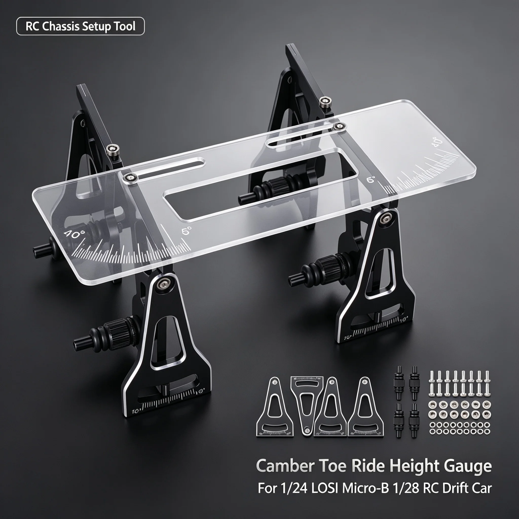 Aluminum Chassis Setup Gauge for 1/24 LOSI Micro‑B 1/28 RC On‑Road Drift Car Camber Toe Ride Height Tuning Tool Hot Sale