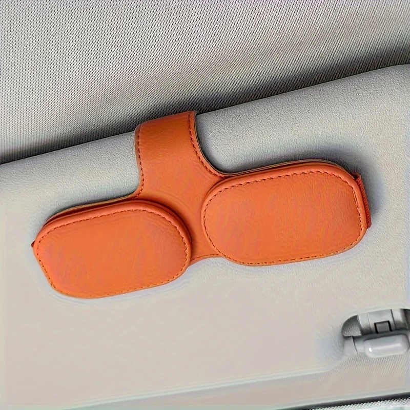 Magnetic Multifunctional Glasses Clip for Sun Visor Leather Eyeglass Holder with Magnet Closure, Vehicle Accessory Storage Clamp