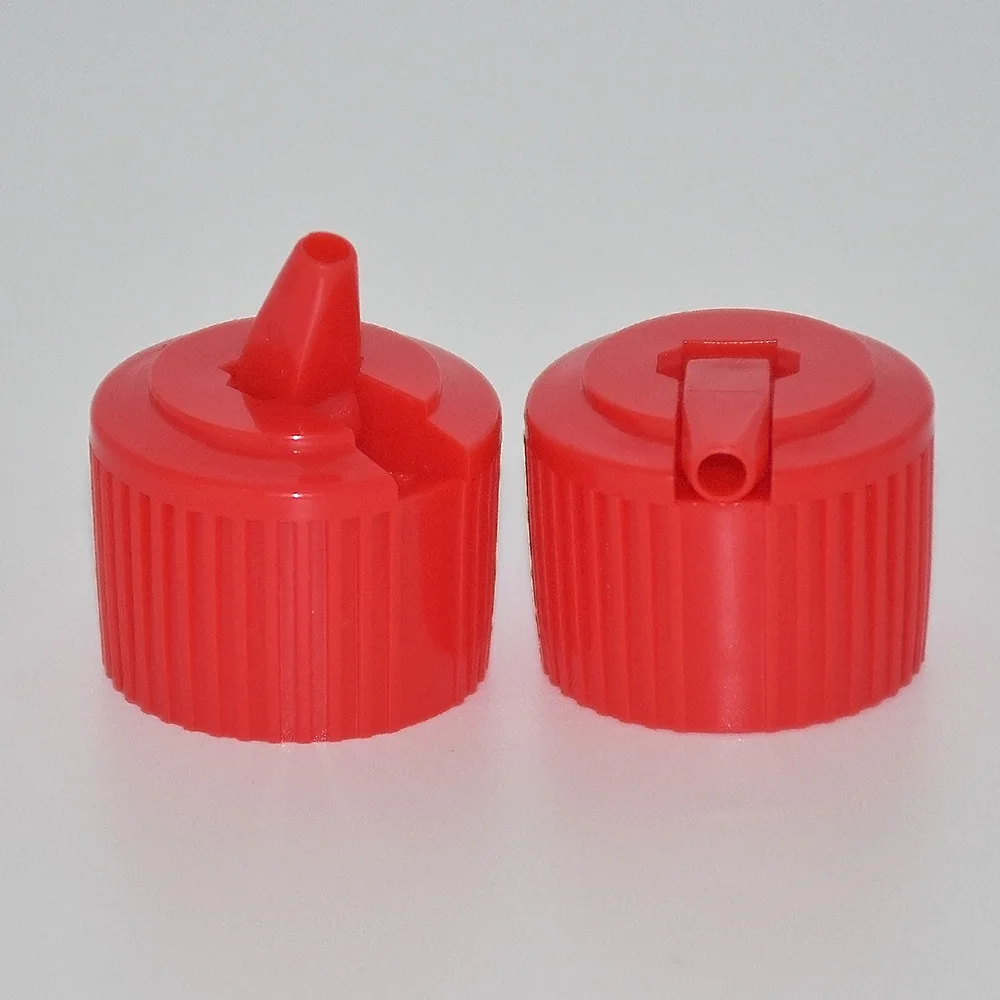 25 pz/lotto 24-410 coperchio a forma di torretta, tappo per bottiglia chimica quotidiana, tappi di plastica in stock, tappi di bottiglia rossi