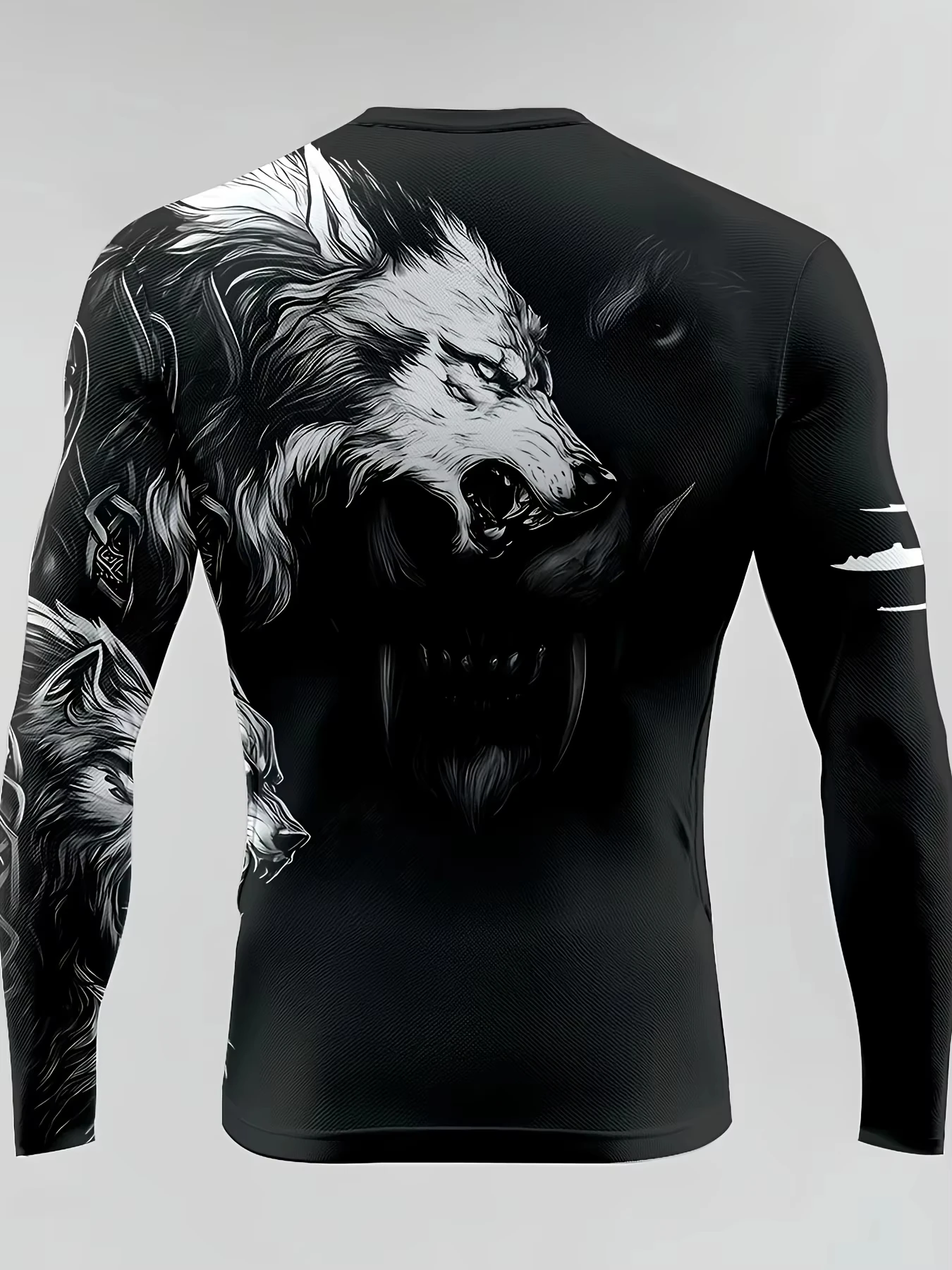 Men's 3D Wolf Animal Print Graphic Long Sleeve Autumn Bottom Shirt T-Shirt Sports Top Street Fashion Party Clothing