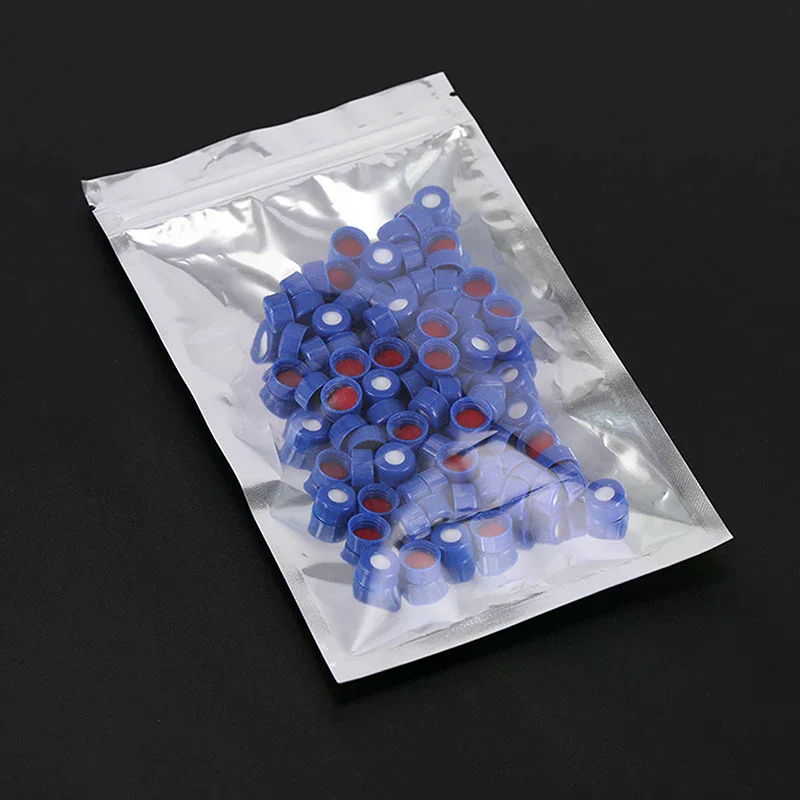Blue Open-topped Polypropylene Cap Plastic Septa 9 Mm For Chromatography Vial 2 Ml Replacement