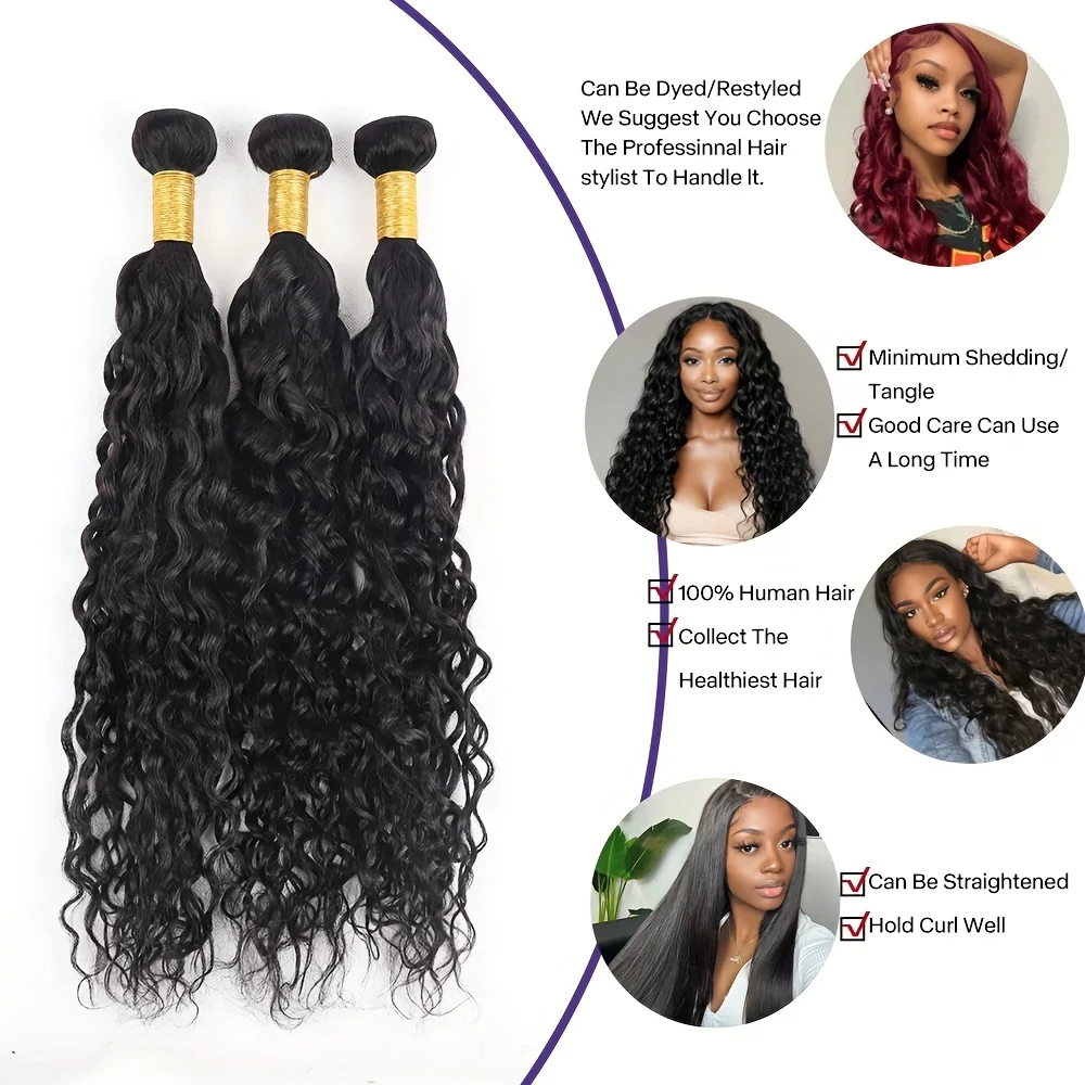 موجة المياه حزمة الشعر البشري مع الدانتيل أمامي 13x4 الدانتيل الشفاف عالية 150% الكثافة ضفيرة شعر برازيلي لتمديد شعر مستعار #5