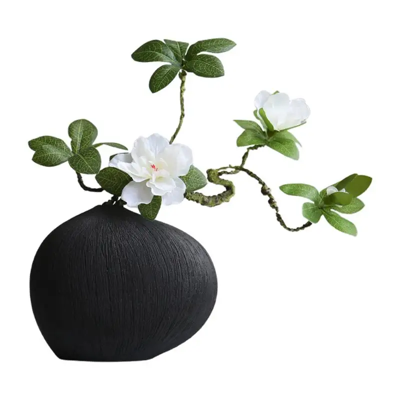 

Vase Table Centerpiece Decoration Geometry Shape Ceramic Flower Pot With Faux Bouquet Creative Attractive Decorative Pot