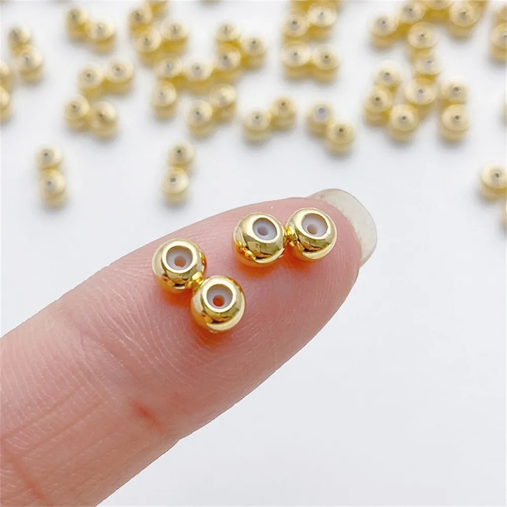 14K Gold-plated Double Row Positioning Adjustment Round Hole Rubber Stopper Silicone Beads Handmade DIY Bracelet Accessories