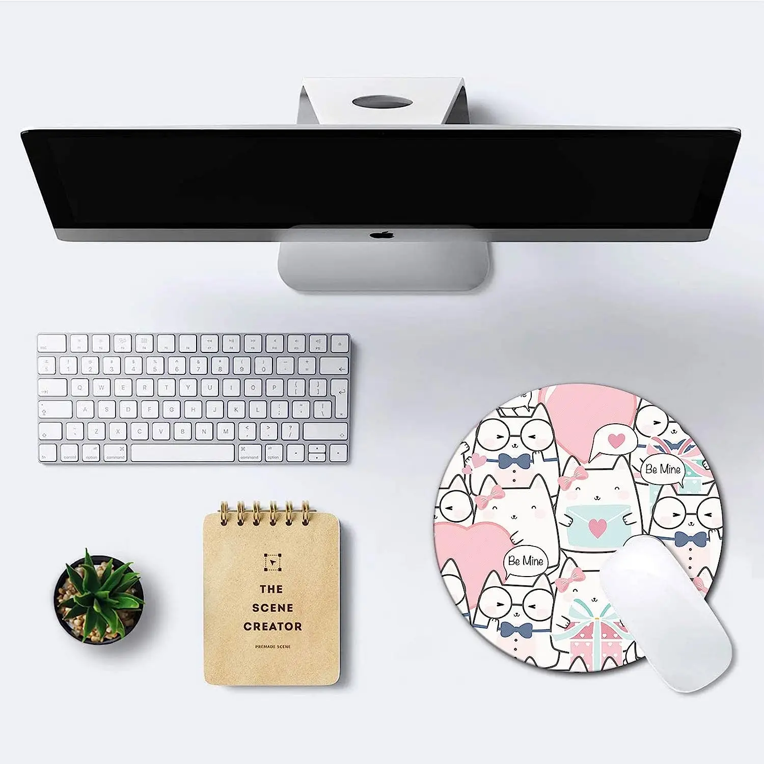 Round Mouse Pad Cute Cats Mouse Mat Small Non-Slip Rubber Base Round Mousepad with Designs for Working and Gaming Home