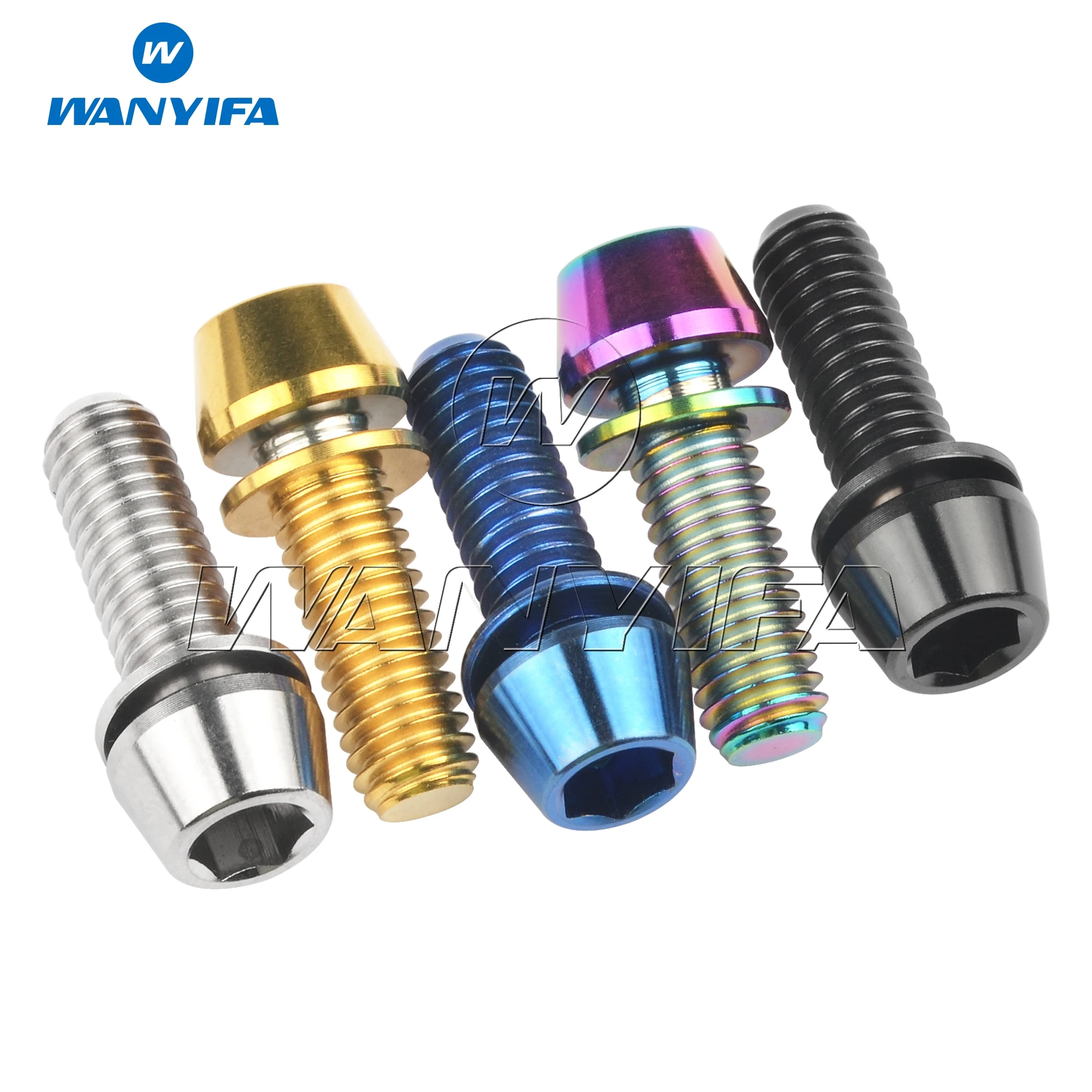 Wanyifa Titanium Ti Bolt M6x16/18/20/25mm with Washer Allen Key Head Screws for Bicycle Disc Brake