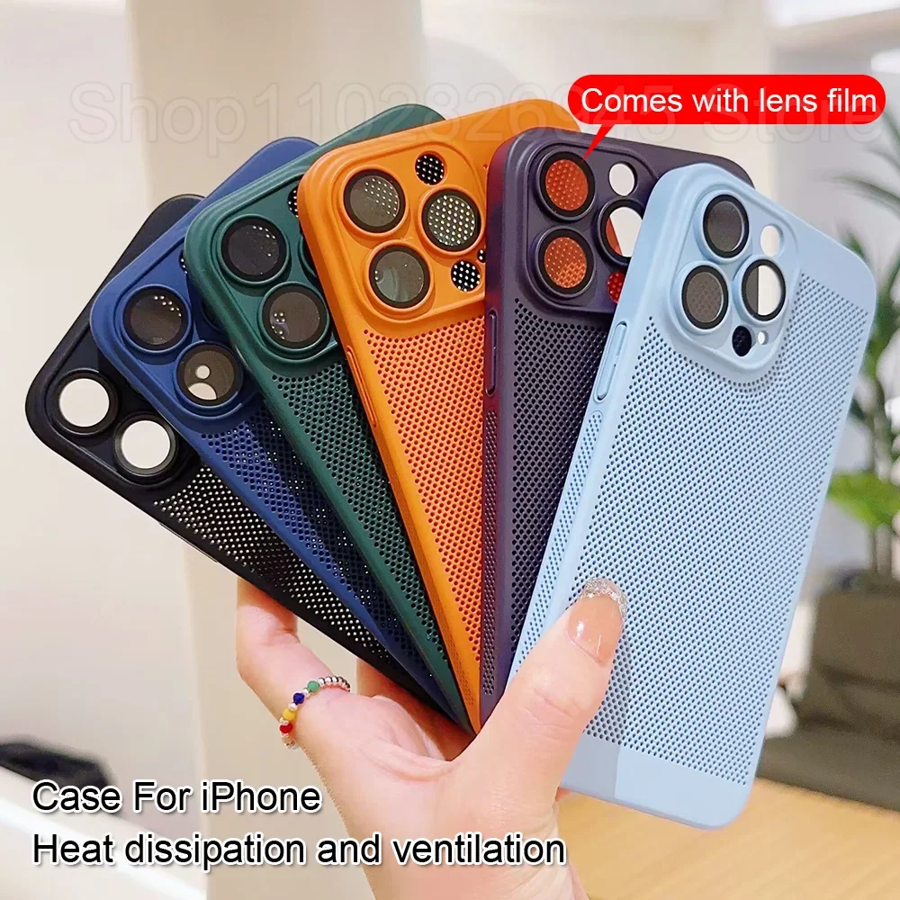 

Breathable Heat Dissipation Cooling Case For iPhone 16 15 14 Pro Max 13 12 11 PC Hard Back Cover