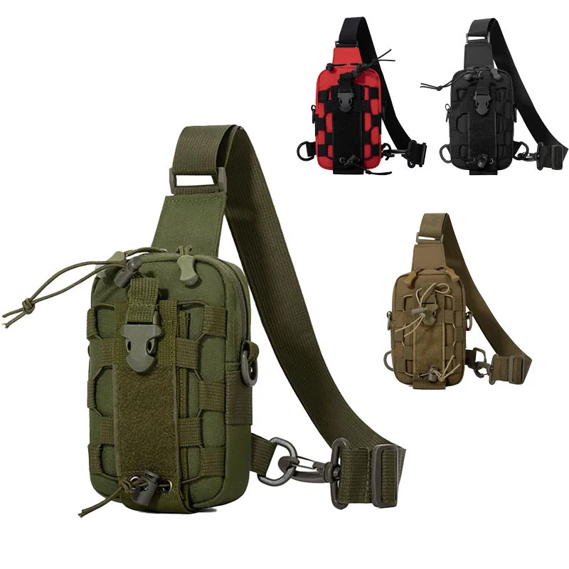 Multifunctional Tactical Chest Bag Men's Outdoor Water Bottle Waist Bag Phone Crossbody Storage Pouch Camping Cycling Chest Bag