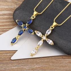 Nidin Top Quality Religious Jesus Cross Pendant Necklace 5 Colors Crucifix Aesthetic Collar For Women Men Mystical Gift Jewelry