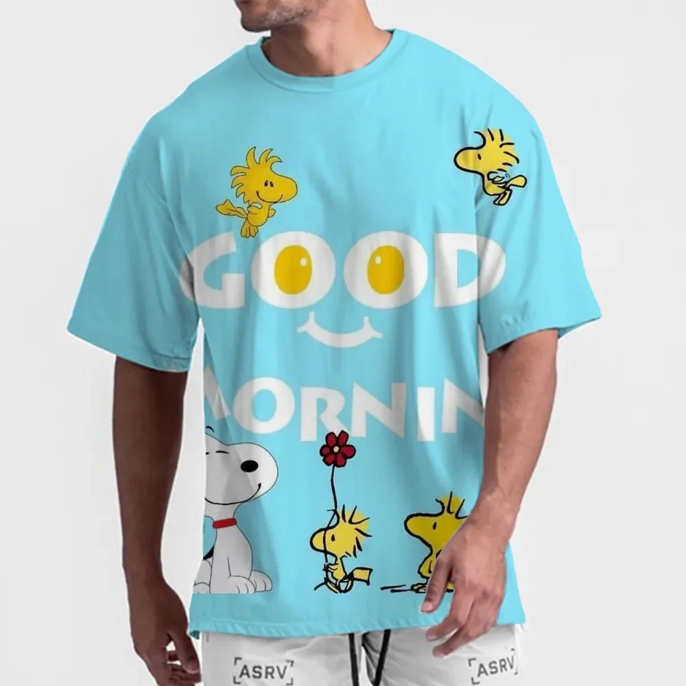 MINISO Snoopy Summer Men Cute Cartoon t-shirt Fashion top Tees uomo manica corta abbigliamento Casual Harajuku Streetwear