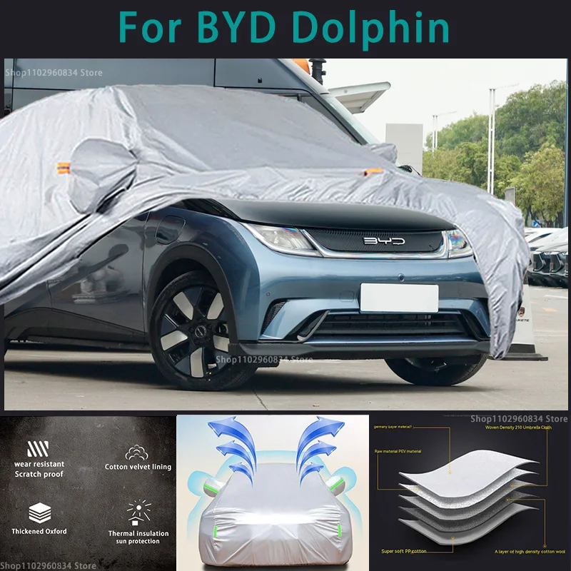 

For BYD Dolphin 210T Waterproof Full Car Covers Outdoor Sun uv protection Dust Rain Snow Protective Auto Protective cover