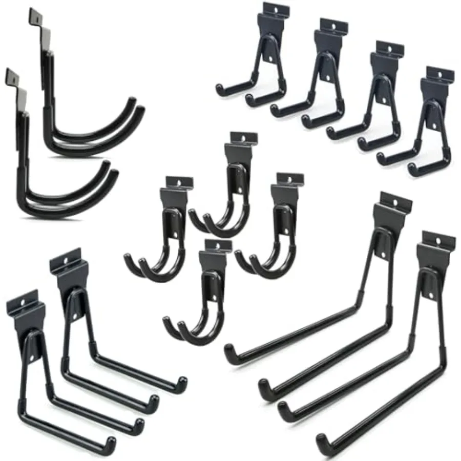 

14 Pack, Heavy Duty Garage Wall Organizer, Multi-Size Hanging Hooks Compatible with Proslat, StoreWALL and HandiWall
