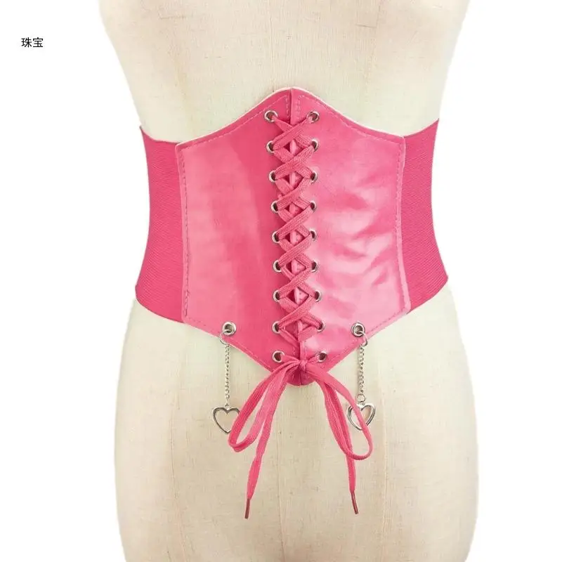 X5QE Elastische Unterbrust Korsett Mädchen Taille Gürtel Herz Kette Anhänger Modellierung Bustier