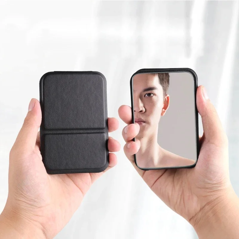 

Folding Portable Small Mirror for Women Men High-quality Pocket PU Leather Glass Small Mirror Solid Color Makeup Mirror