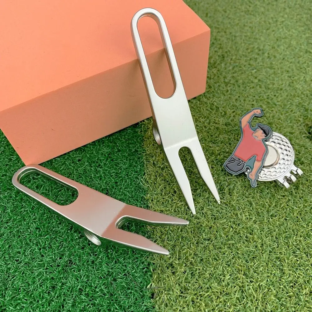 Zinc Alloy Golf Divot Pitch Repairer Tool Turf Tool Pitchfork Golf Fork Foldable Lifting Hole Golf Divot tool Golf Training view 5
