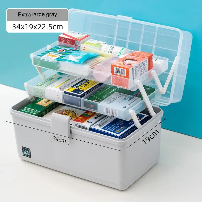 Portable plastic multi-layer medicine box, portable folding storage box, toy box, storage and organization box, medicine box