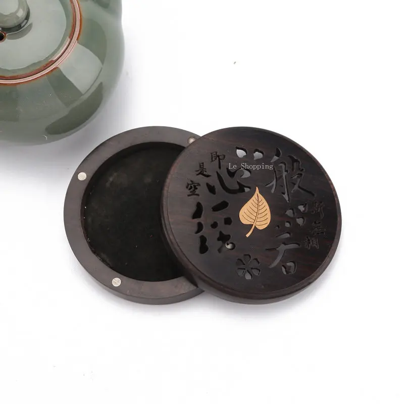 8.4cm Ebony Disc Incense Box Incense Burner DIY Zen Lying Incense Box Decoration Household Indoor Incense Burner To Purify Air