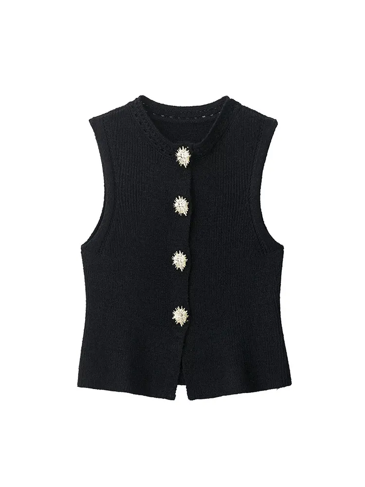 NLZGMSJ 2025 Herfst Trui Vesten Voor Vrouwen Textuur Gebreid Vest Vrouw Streetwear Knop Decoratie vrouwen Mouwloze Truien